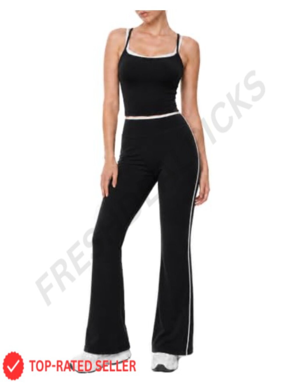 2 Piece Workout Set Nylon Spandex Sports Bra Flare Leggings Gym Yoga